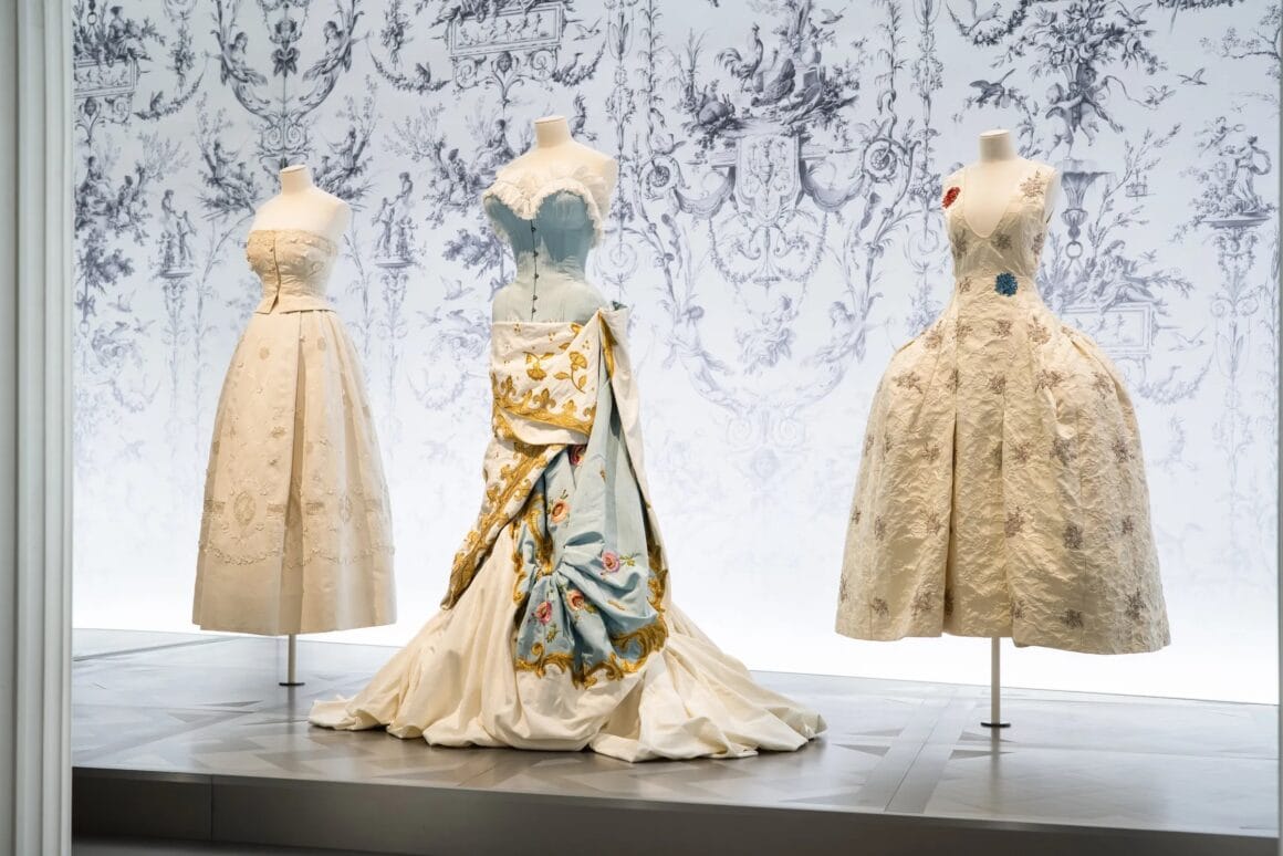 Photo of couture featured in the exhibit Christian Dior: Designer of Dreams at the Brooklyn Museum