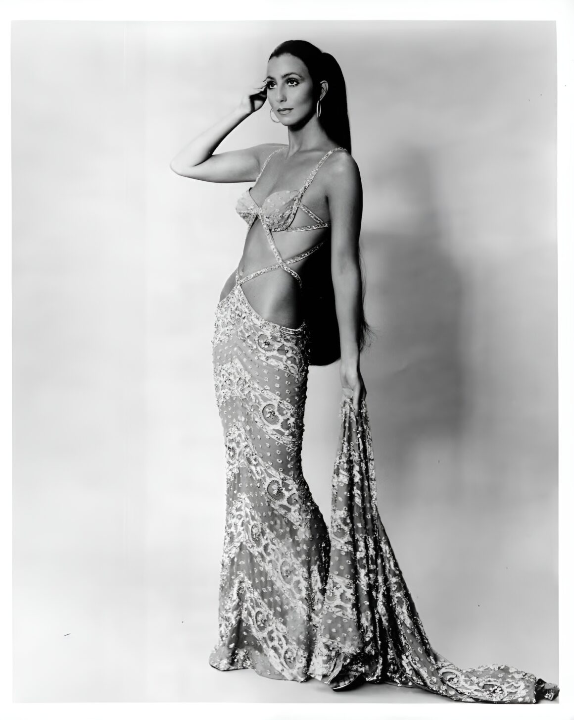 Photo of Cher from 1972 wearing a Bob Mackie gown