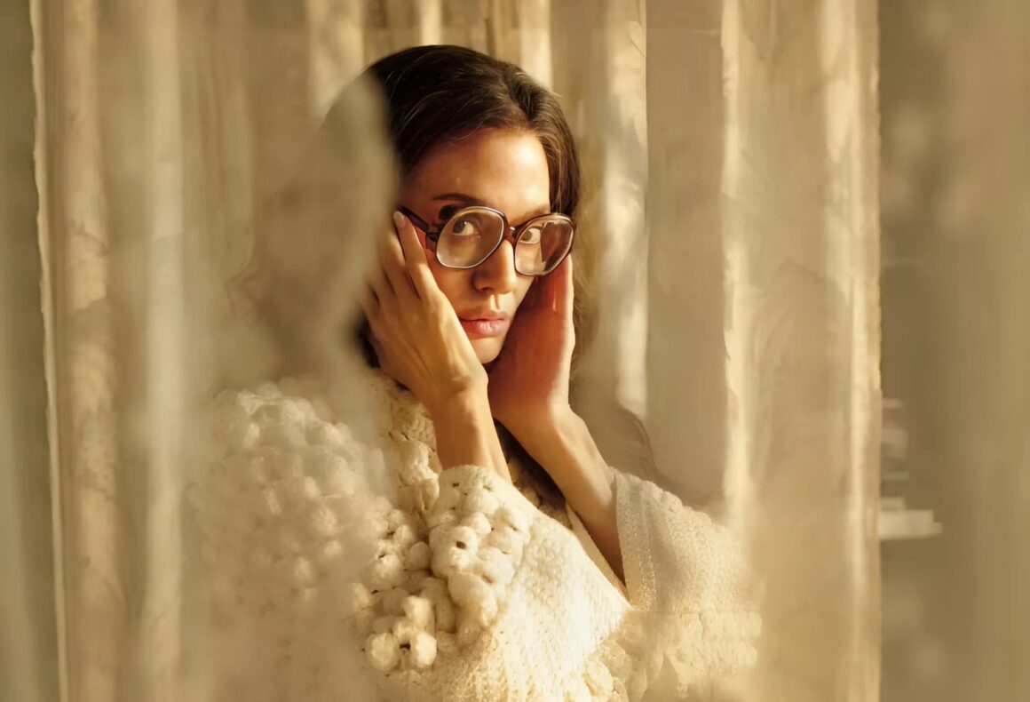 Angelina Jolie in Large Glasses for Maria Movie